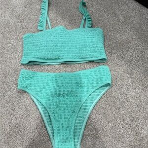 Turquoise Textured Bikini Set